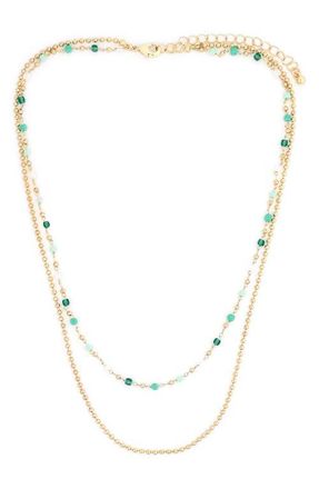 Panacea Mixed Bead Layered Necklace in Green at Nordstrom