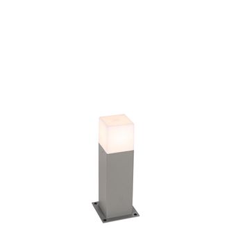 QAZQA Qazqa + Moderno L&aacute;mpara De Exterior 30 Cm Gris Con Pincho Para Tierra Y Manga De Cable - Denmark Aluminio /pl&aacute;stico Rectangular Adecuado Para Led Max.