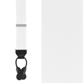 Trafalgar Store Big & Tall Dutton Solid Colored Silk Button End Suspenders in White at Nordstrom, Size One Size Big