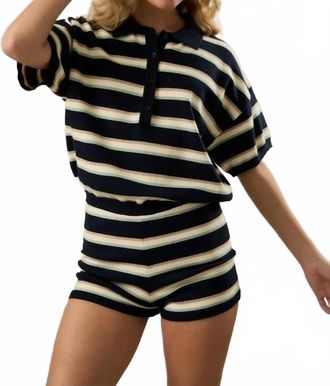 Le Lis Blanc Deux Hannah Stripe Romper In Black