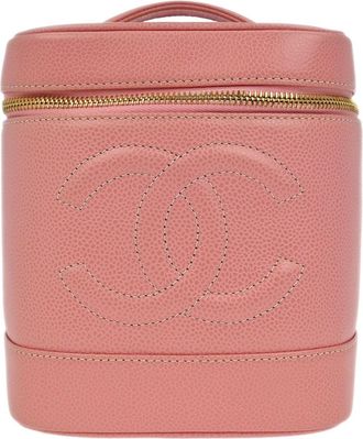 Chanel Vintage Timeless Cosmetic Case Caviar Pink Leather Handbag (Pre-Owned)