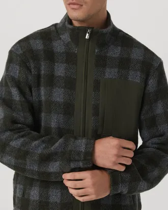 Vuori Clothing Ridge Fleece Jacket | Olive Plaid | Medium