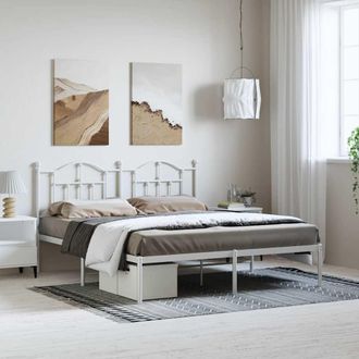 vidaXL Estructura Cama Sin Colch&oacute;n Con Cabecero Metal Blanco 183x213cm Vidaxl
