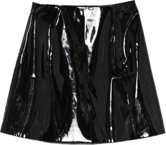 Emporio Armani Patent Panelled Skirt - Black
