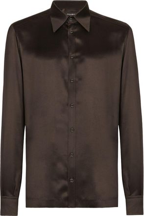 Dolce & Gabbana point-collar silk shirt - men - Silk - 37 - Black