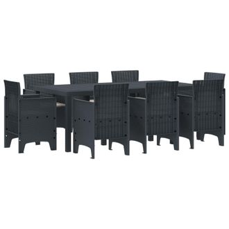 Berkfield Home 9 Piece Garden Dining Set with Cushions Anthracite Poly Rattan