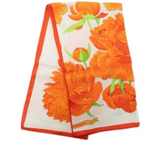 Herm&egrave;s Pre-owned Les Pivoines Foulard - - Pre-owned - Donna - Arancione - ONE SIZE