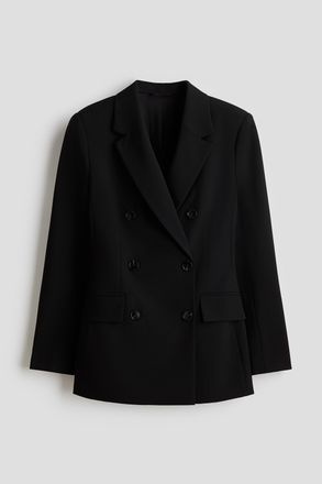 H&M Wrinkle-resistant Zweireihiger Blazer - Schwarz