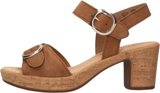 Gabor Cognac Sandalen Stijlvol Comfort - Dames - Sandalen met hakken - Bruin - 40 1/2 EU - Su&egrave;de - Schoenen