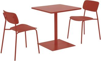 Sweeek Square steel bistro garden table 70 cm + 2 chairs - Orea + Liva