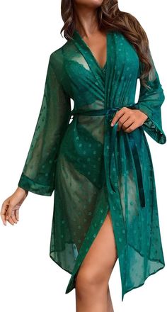 Generic Women Silk Pyjama Set Sleepwear Girls Ladies Nightwear Satin Pajamas Lace Floral Nighties 6Pcs Robe Dressing Gown Nightdress with Chest Pad Carbo FA15