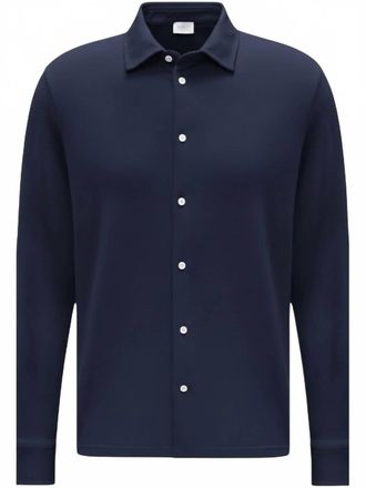 04651/ Mens Pique Long Sleeve Tee In Navy
