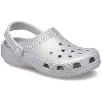 Crocs Unisex Classic Glitter Thermoplastic Atmosphere Clogs - Silver Resin - Size UK 5