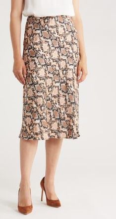 Renee C Snakeskin Print Midi Skirt in Taupe at Nordstrom Rack, Size X-Small