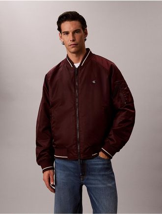 Calvin Klein Jeans Calvin Klein Mens Nylon Tipped Bomber Jacket - Red - L