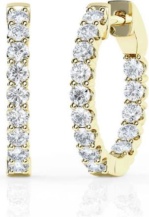 Grown Brilliance 1 Carat Round Lab Grown Inside Out Diamond Huggie Hoop Earrings