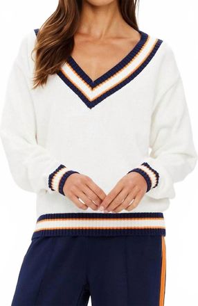 The Upside Josette V-Neck Knit Sweater In White