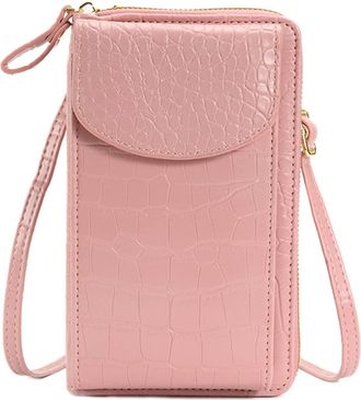 Generic Women PU Leather Phone Bag with Shoulder Strap Wallet Clutch for Shopping Holiday Adjustable Pocket Cash Pockets Card Slots Zipper Casual Style