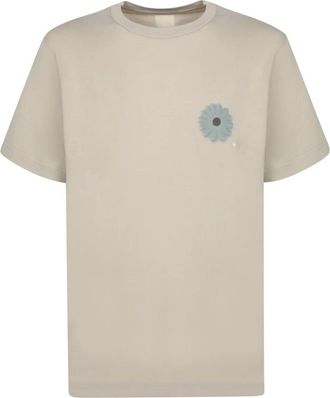 Emporio Armani Bloemenprint Katoenen T-shirt - Heren - T-shirts - Beige - 2XL - Katoen - Tops