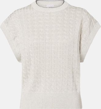Brunello Cucinelli Pullover in misto cotone a trecce