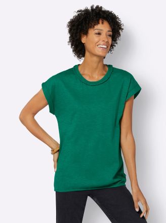 Casual Looks T-Shirt CASUAL LOOKS Shirt, Damen, Gr. 36, gr&uuml;n, 100% Baumwolle, unifarben, Rundhals, Shirts T-Shirt