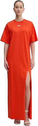 Msgm Vestido Largo de Algod&oacute;n Jersey - Dresses - Mujer - Naranja - S