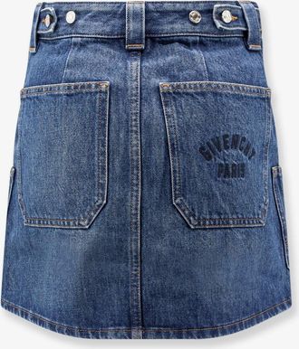 Givenchy Womens Denim Mini Skirt With Adjustable Straps Blue Cotton