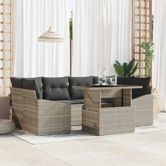 vidaXL Vidaxl - Conjunto De Sof&aacute; De Jard&iacute;n 7 Pcs Gris Claro 100 X 55 X 73 Cm