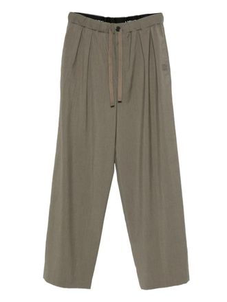 Loewe drawstring pleated trousers - men - Wool - M - Green