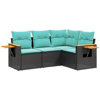 vidaXL Vidaxl - Set Divani Da Giardino 4 Pz Con Cuscini Nero In Polyrattan