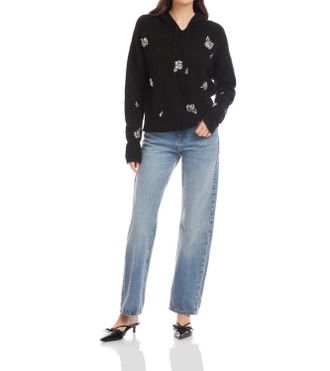 Fifteen Twenty Krystal Embellished Hoodie In Black