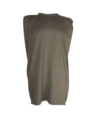 Frankie Shop Frankie Shop Tina Padded Shoulder Muscle Shirt Mini Dress in Olive Green Cotton