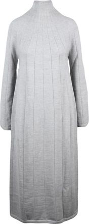 Max Mara Kleedjes, Dames, Grijs, M, Wol, Lange gebreide jurk