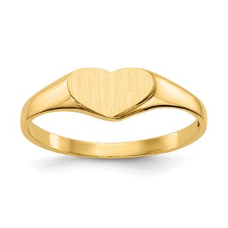 Diamond2Deal 14k Yellow Gold Closed Back Heart Signet Ring