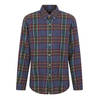 Ralph Lauren Overhemden, Heren, Blauw, XL, Katoen, Gestreken Flanellen Overhemd