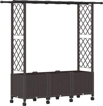 vidaXL Cama Elevada Con Trellis Y Techo Marr&oacute;n 162,5 X 40 X 142 Cm Pp Vidaxl