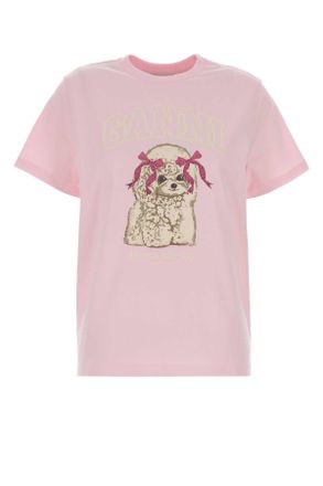 Ganni Light Pink Cotton Oversize T Shirt