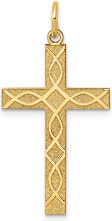 Diamond2Deal 14k Yellow Gold Laser Designed Cross Pendant