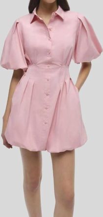 SIMKHAI Cleo Balloon Pintuck Mini Dress In Dusty Rose