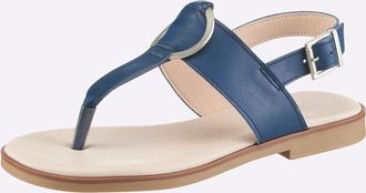 Heine Zehentrenner HEINE, Damen, Gr. 36, blau, Glattleder, Leder, Rindsleder, Schuhe Zehentrenner