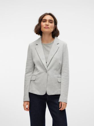 Vero Moda Jerseyblazer VERO MODA VMJULIA LS BLAZER, Damen, Gr. 34, grau (light grau melange), Piqu&eacute;, Obermaterial: 66% Polyester, 34% Baumwolle, meliert, tailli