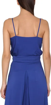 Max Mara Silk Charmeuse Tuxedo Blouse - Blue