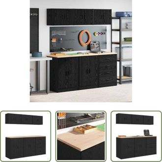 vidaXL Armadi per officina - Armadi da Garage 6 pz Neri in Legno Multistrato