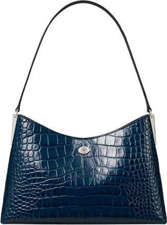 Tory Burch Small Robinson Croc Embossed Leather Shoulder Bag in Twilight at Nordstrom