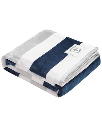 Nautica Awning Stripe Micro Flannel Reversible Throw Blanket