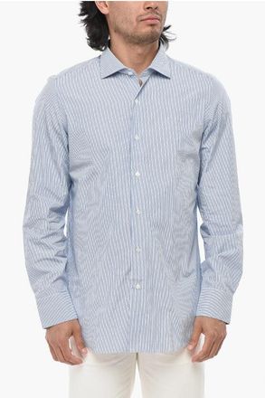 Finamore Two-Tone Striped Shirt With French Collar size 42