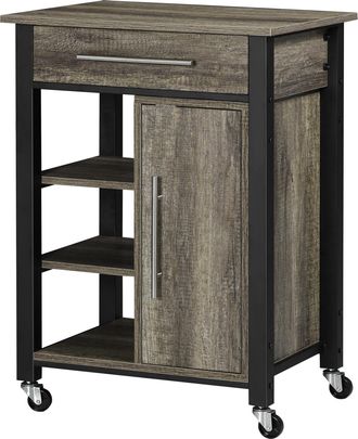 HOMCOM Homcom Carrellino Da Cucina Con Cassetto Mensole Armadietto 4 Ruote 60x50x84.5cm