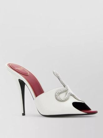Valentino Garavani leather c&Aring;ur vip&egrave;re mules embellished peep toe