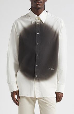 Maison Margiela Spray Dot Motif Button-Up Shirt in Off White at Nordstrom, Size 40 Us