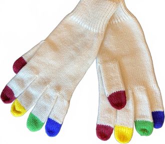 Sweet Turns Womens Rainbow Texting Knitted Glove In Ivory